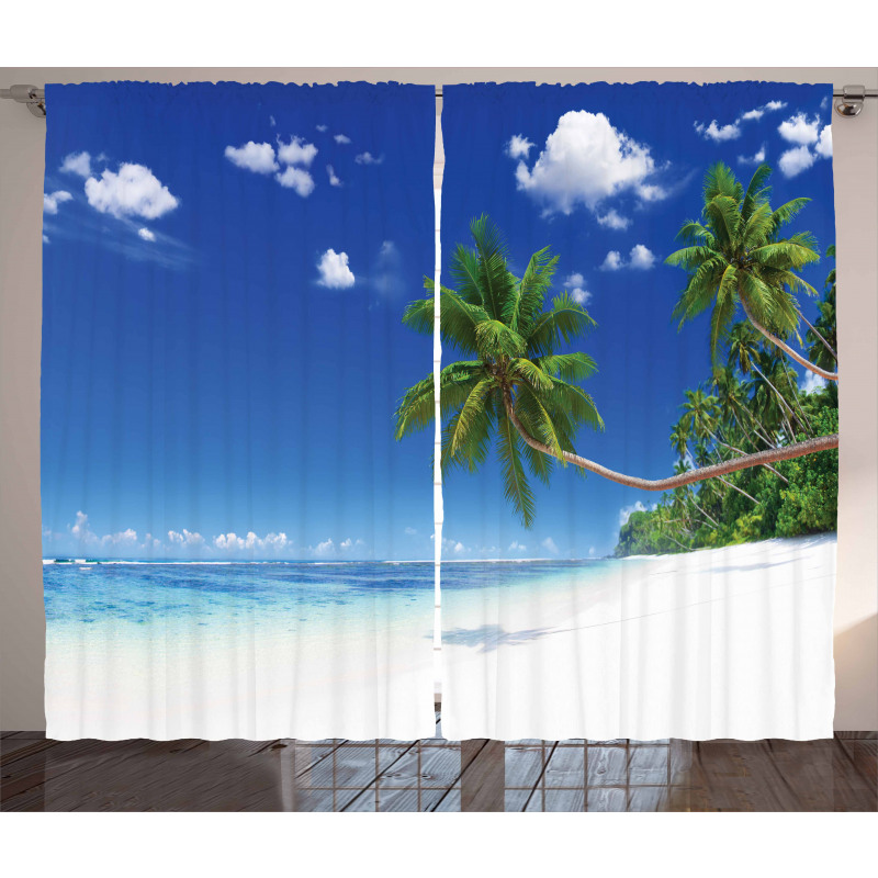 Lagoon Palm Leaf Clouds Curtain