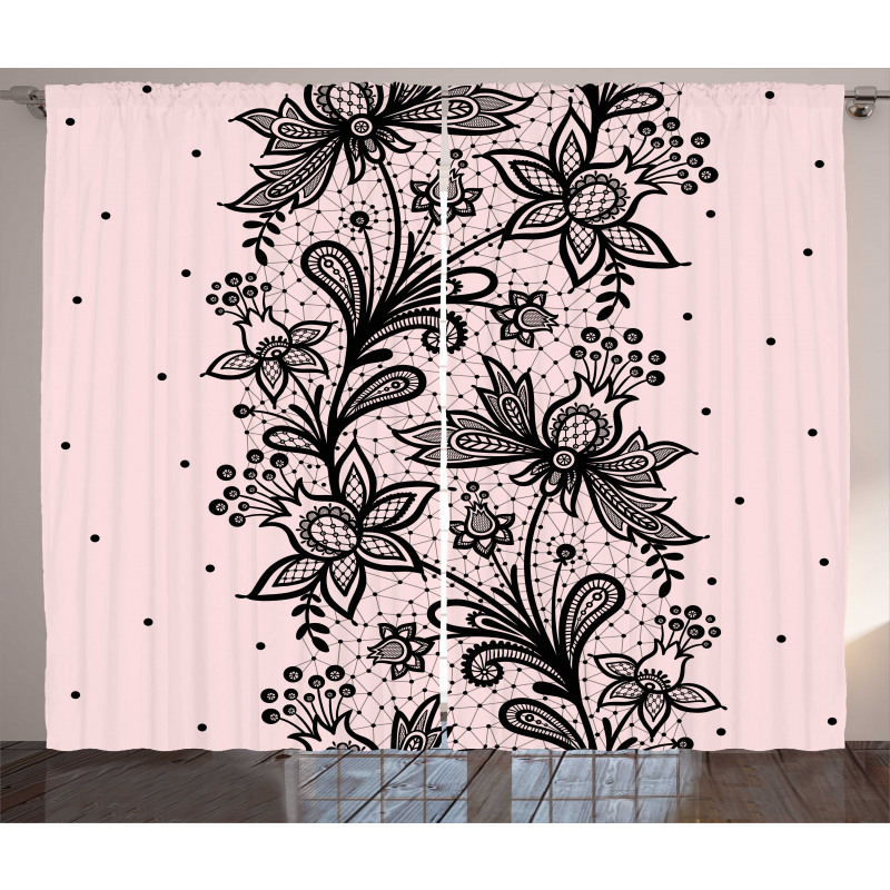 Botanical Lace Look Motif Curtain