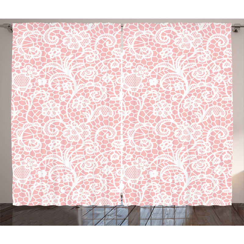 Floral Hexagon Lace Grids Curtain