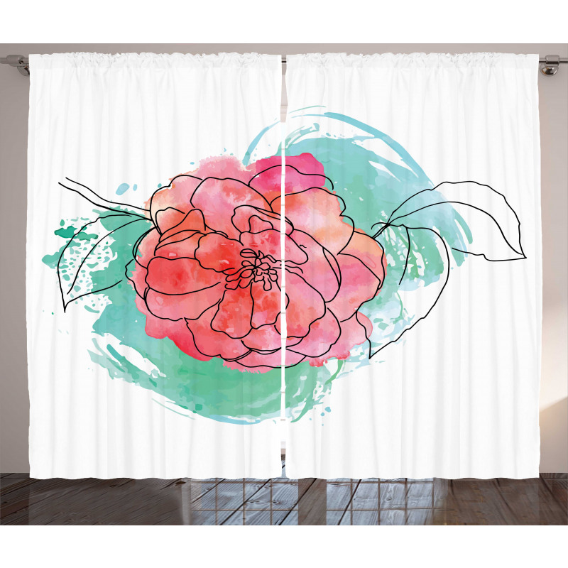 Camellia Grunge Art Curtain