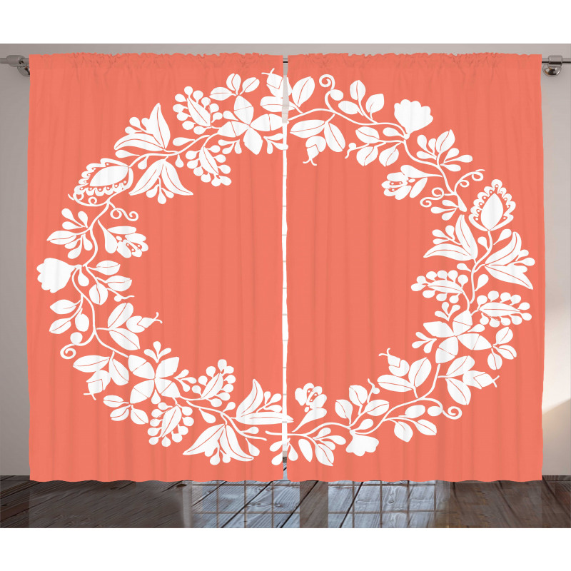 Monochrome Botany Wreath Curtain