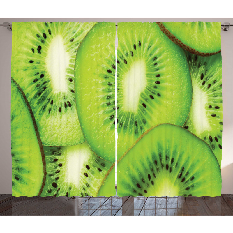 Macro Exotic Fruits Slices Curtain