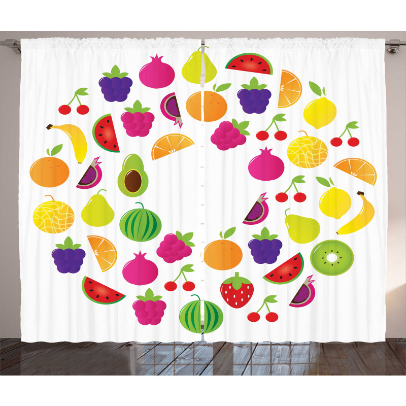 Tasty Circle of Organic Food Curtain