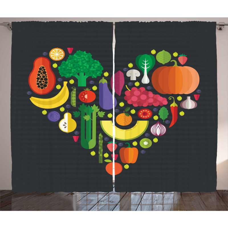 Healthy Eating Natural Heart Curtain