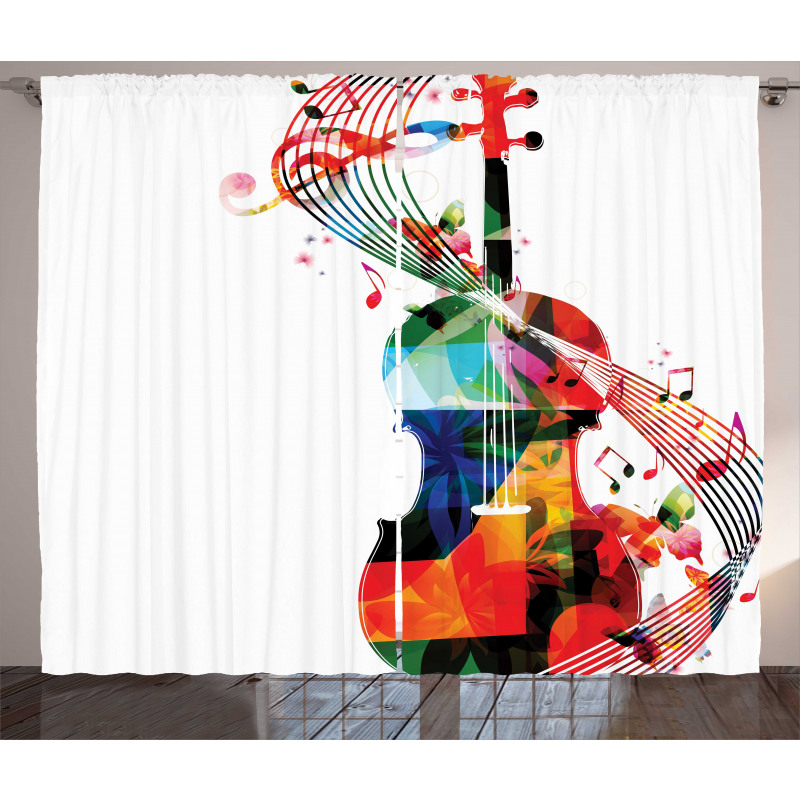 Cheerful String Instrument Curtain