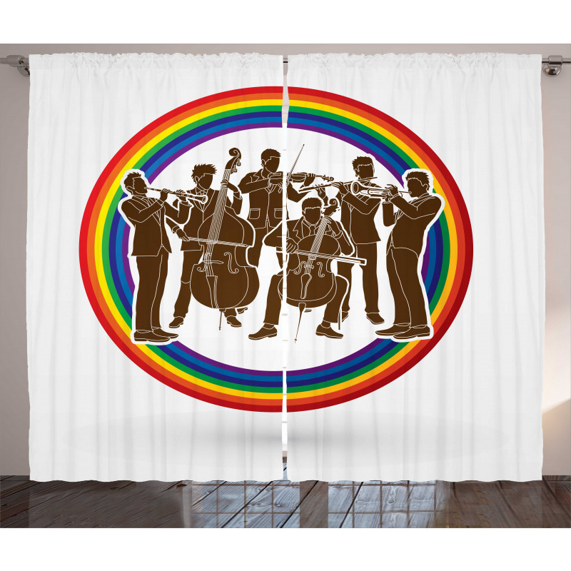 Musicians in Rainbow Circle Curtain
