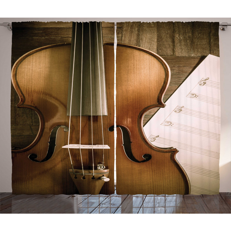 Instrument and Music Sheet Curtain