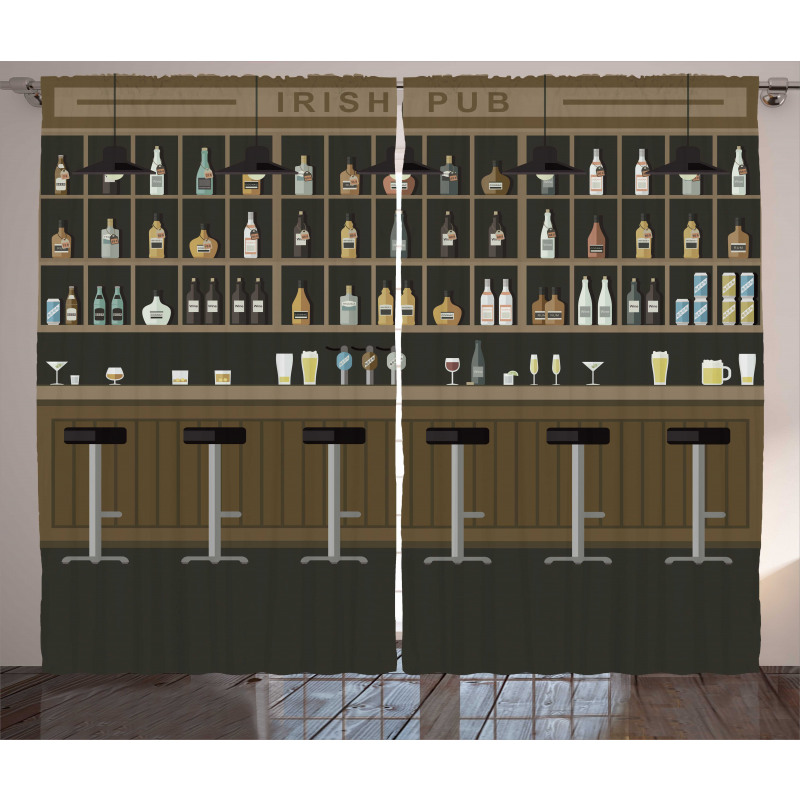 Bar Stools and Bottles Curtain