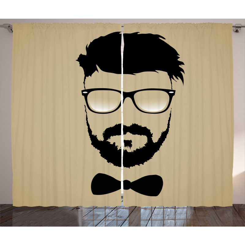 Hipster Boy Silhouette Curtain