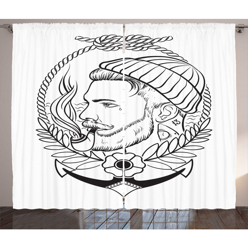 Outline Sailor with Pipe Curtain