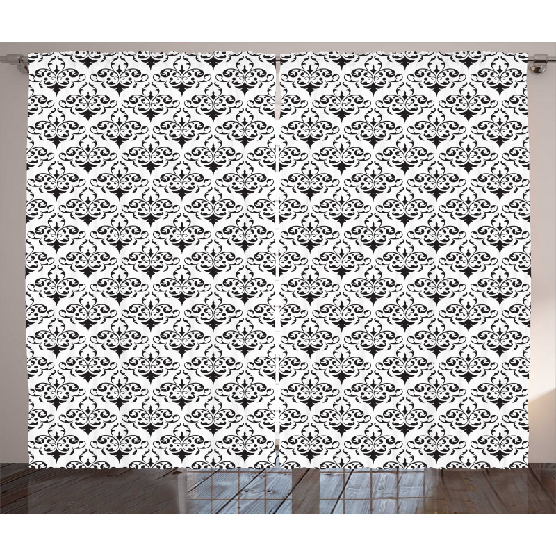 Monochrome Antique Motif Curtain