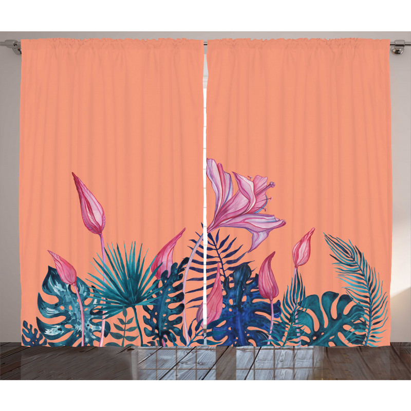 Exotic Monstera Floral Art Curtain