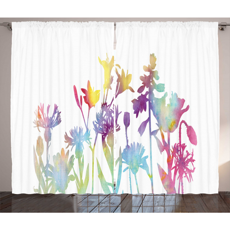 Colorful Ombre Floral Art Curtain