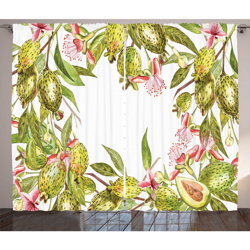 Feijoa Exotic Fruit Floral Curtain