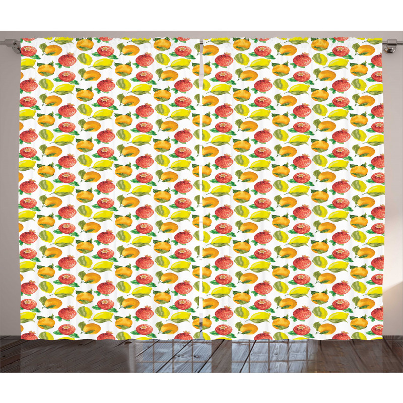 Watercolor Citrus Pomegranate Curtain