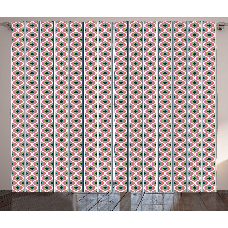 Retro Look Abstract Motif Art Curtain