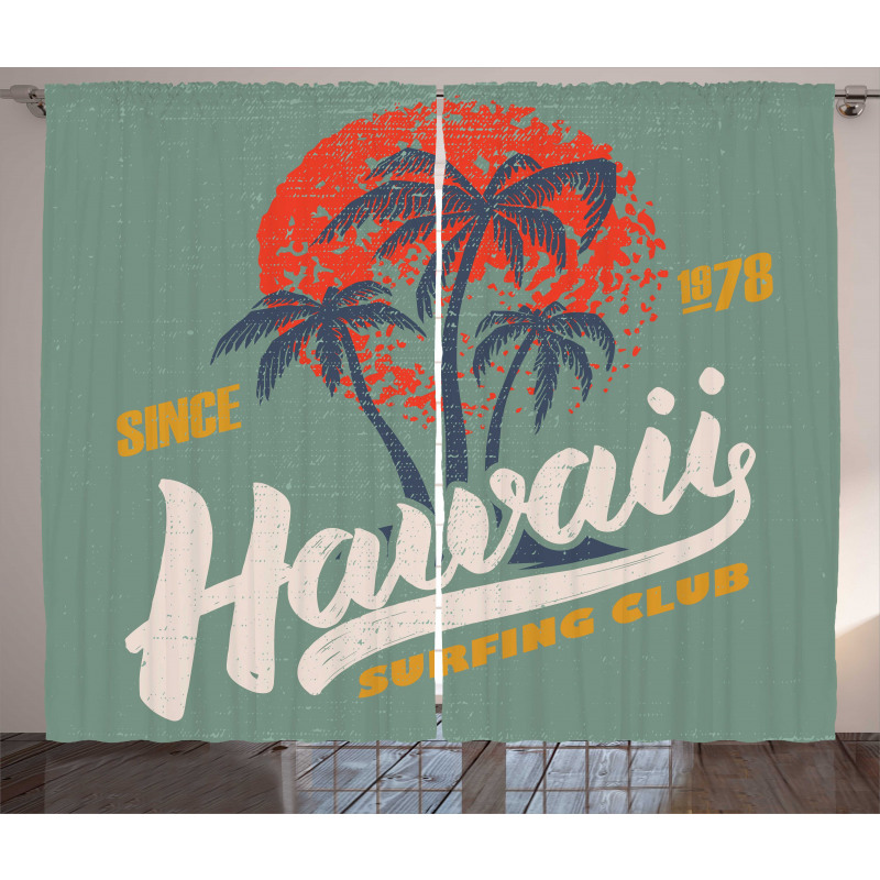 Surfing Club Logo Artwork Curtain