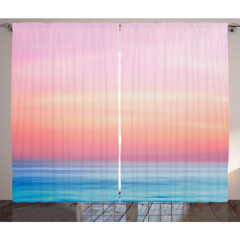 Ombre Sunset Calm Ocean View Curtain