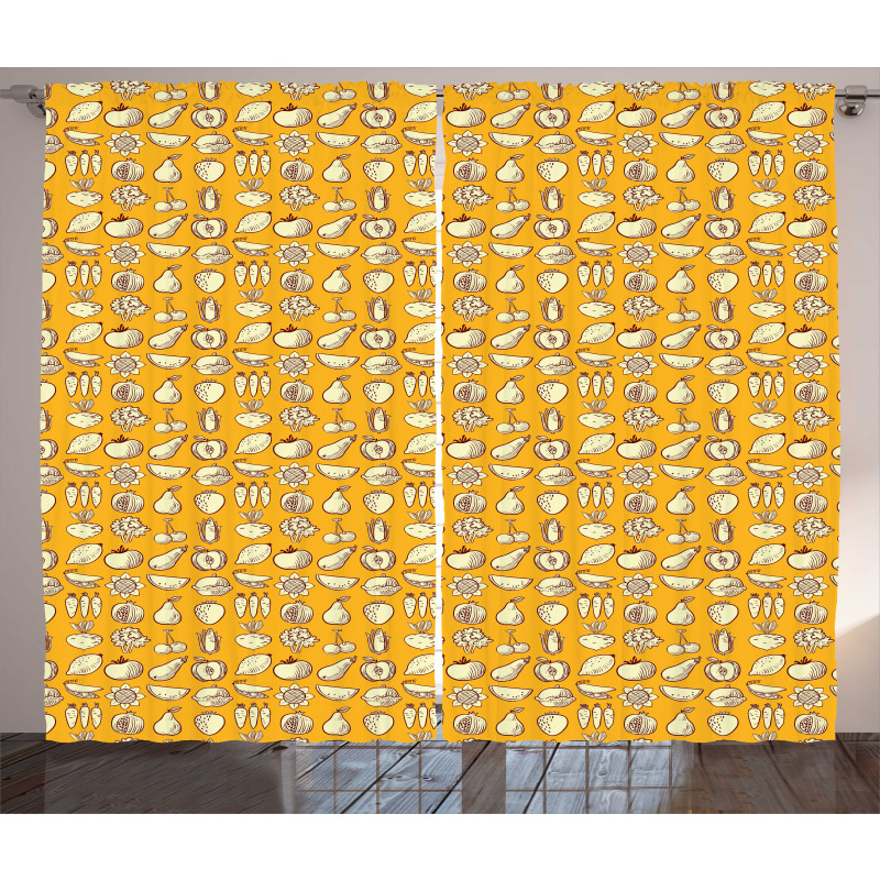 Fruits and Vegetables Pattern Curtain