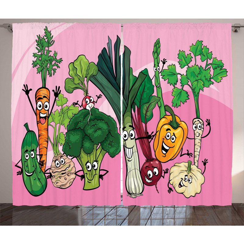 Happy Healthy Food Image Curtain