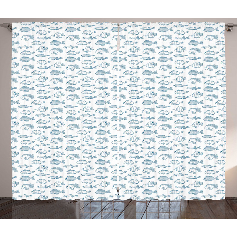 Outline Design Fish Design Curtain