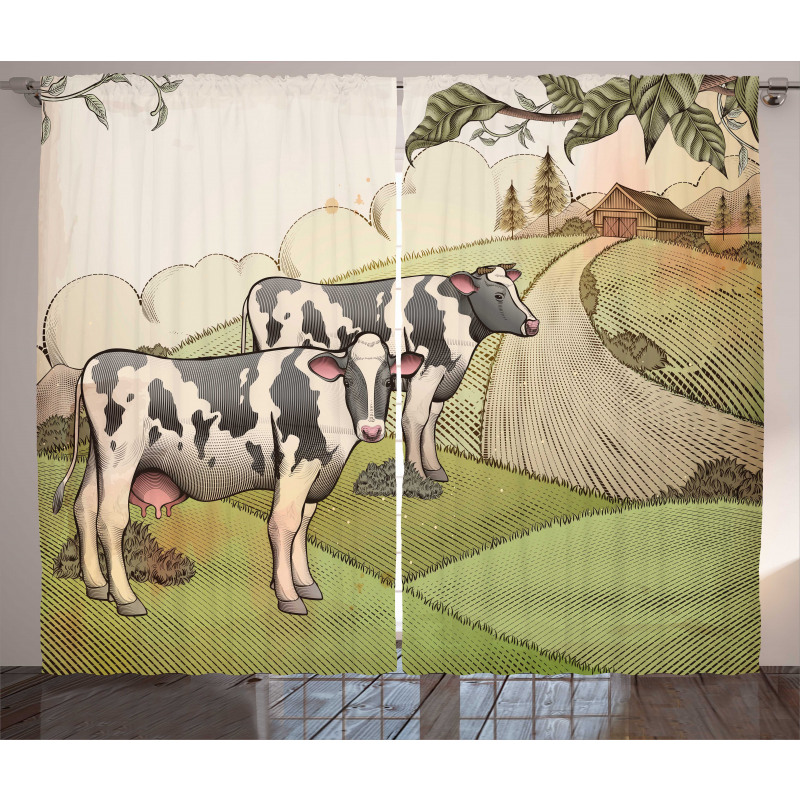 Dairy Cows Countryside Curtain