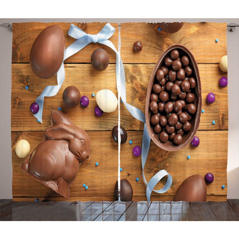 Chocolate Holiday Eggs Curtain