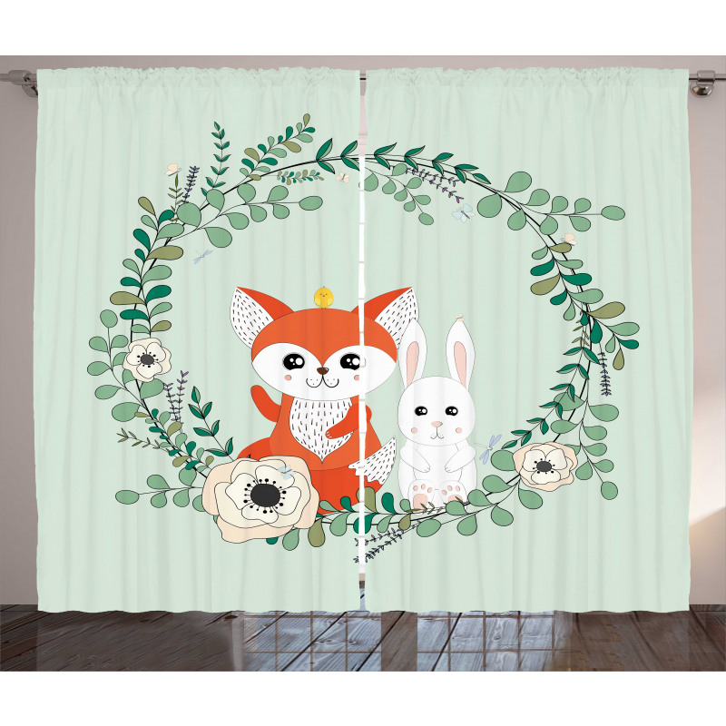 Friends Fox Rabbit Curtain