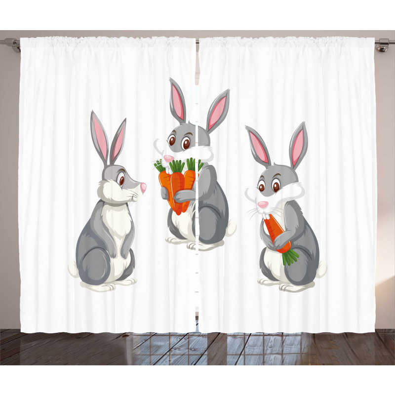 Funny Rabbit Cartoon Curtain