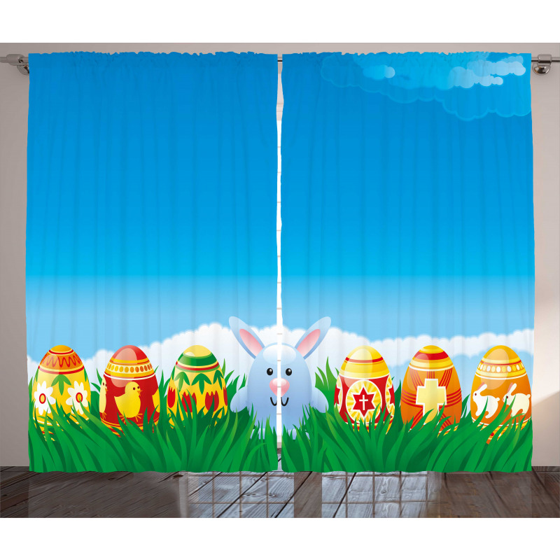 Cartoon Easter Rabbit Curtain