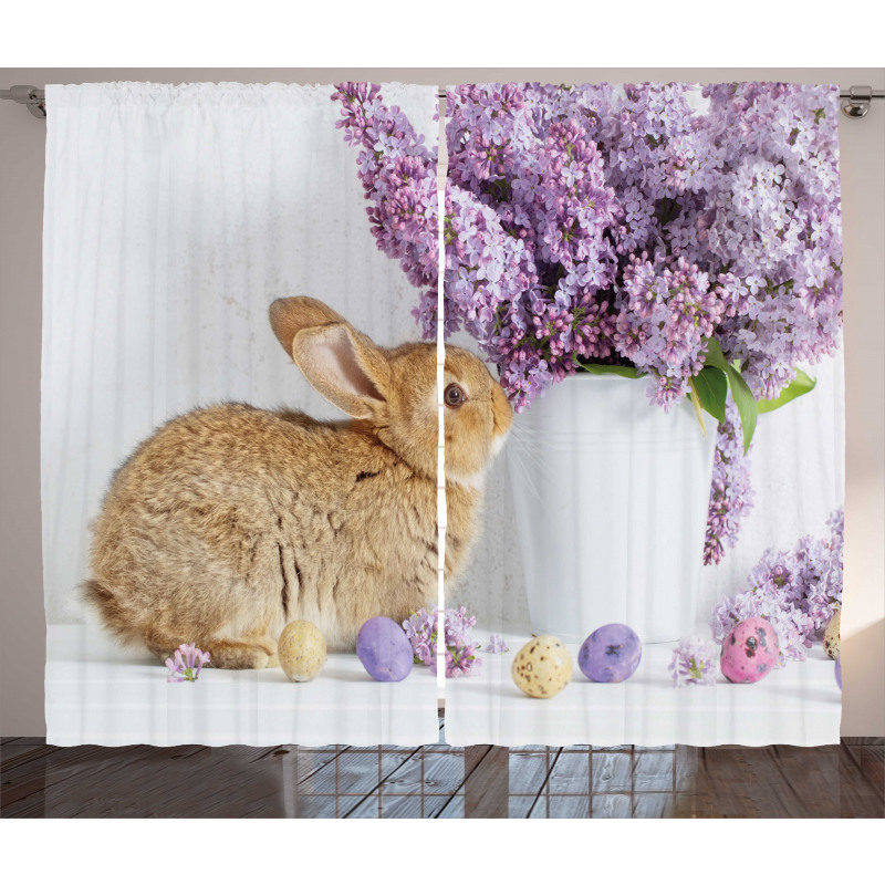 Rabbit with Lilac Curtain