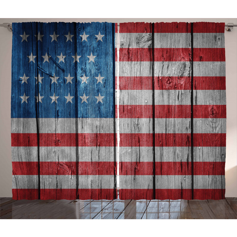 Worn Style American Flag Curtain