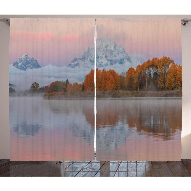 Outdoorsy Pink Sky Forest Curtain