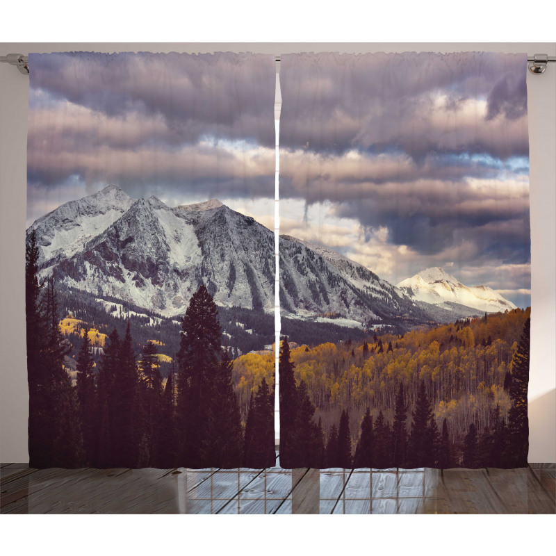 Autumn Season Mountains Curtain