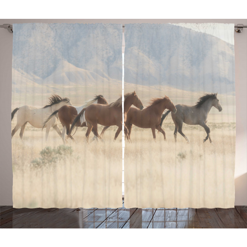 Wild Mustang Horses Art Curtain
