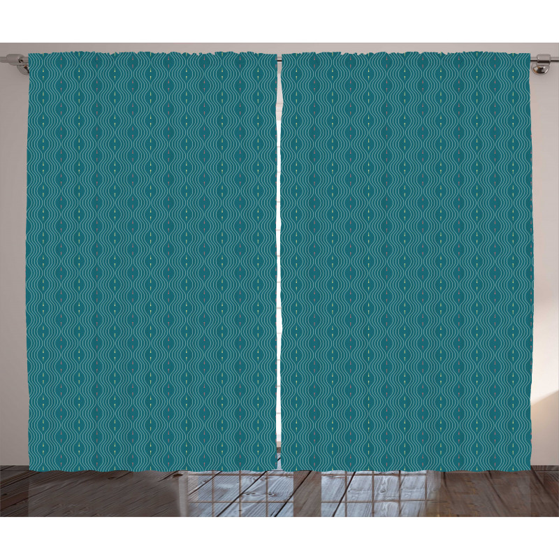 Modern Wavy Lines and Dots Curtain