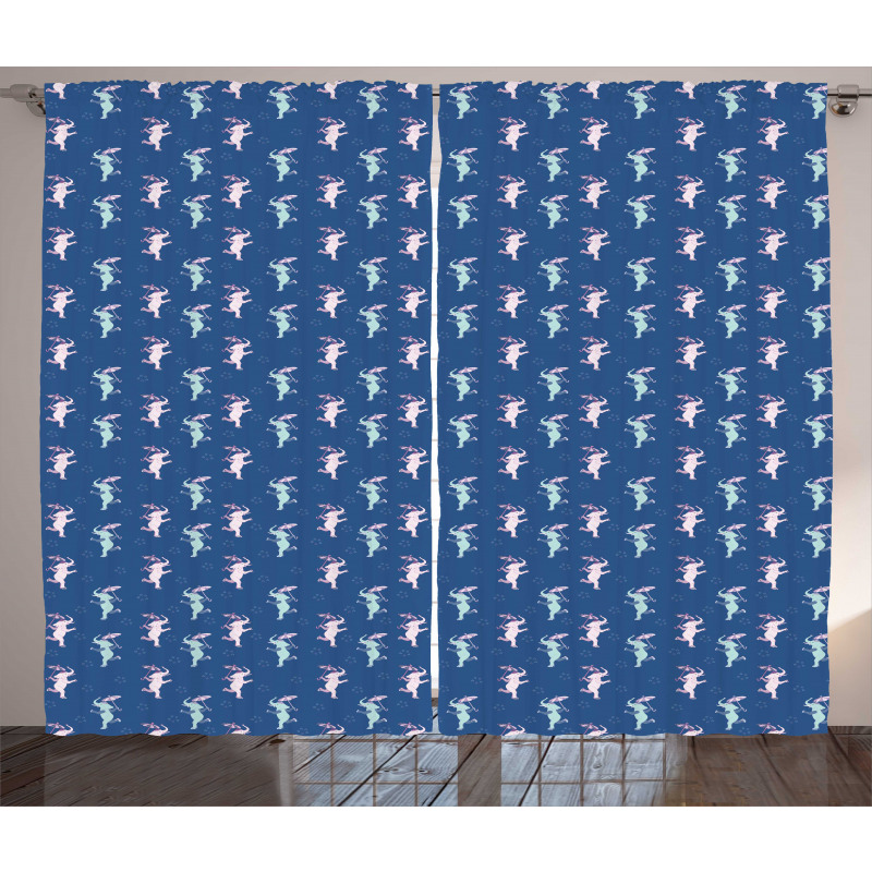 Funny Elephants Umbrellas Curtain