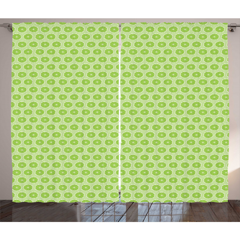 Round Slices of Lime Striped Curtain