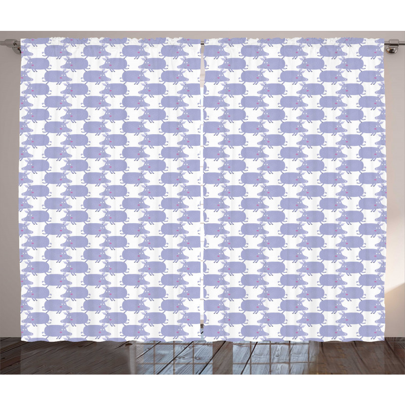 Cartoon Drawn Farm Animal Curtain