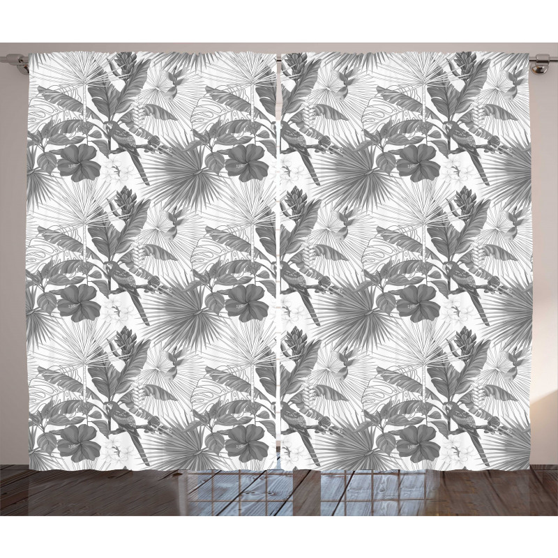 Monochrome Exotic Parrot Curtain