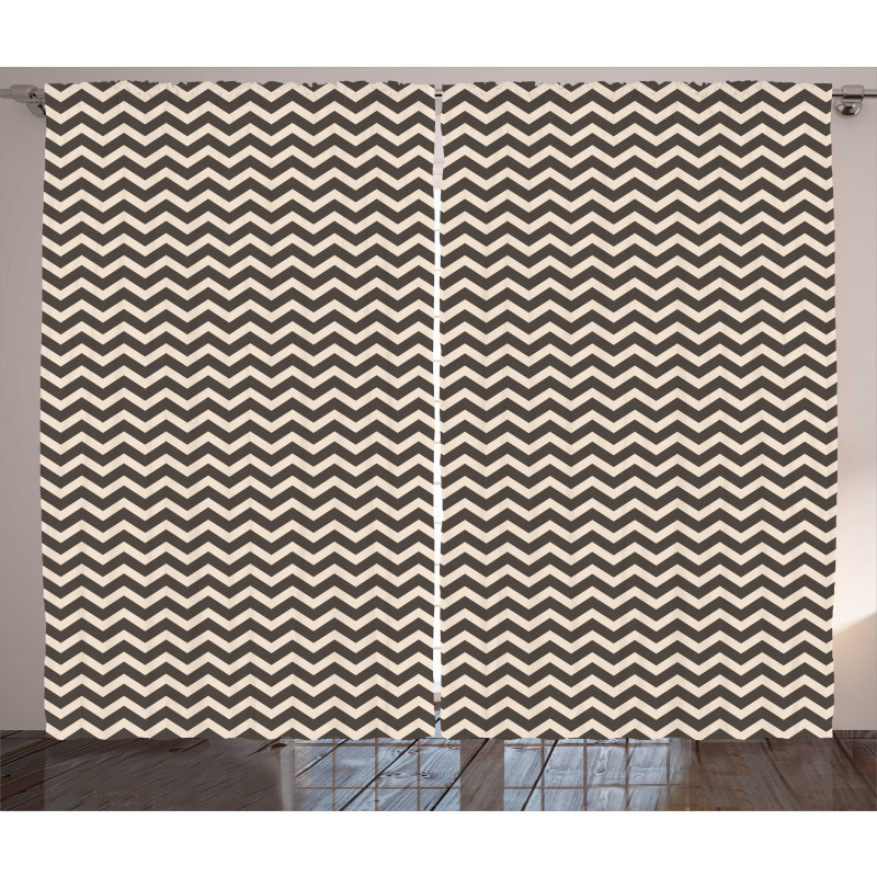 Earthy Tone Abstract Zigzag Curtain