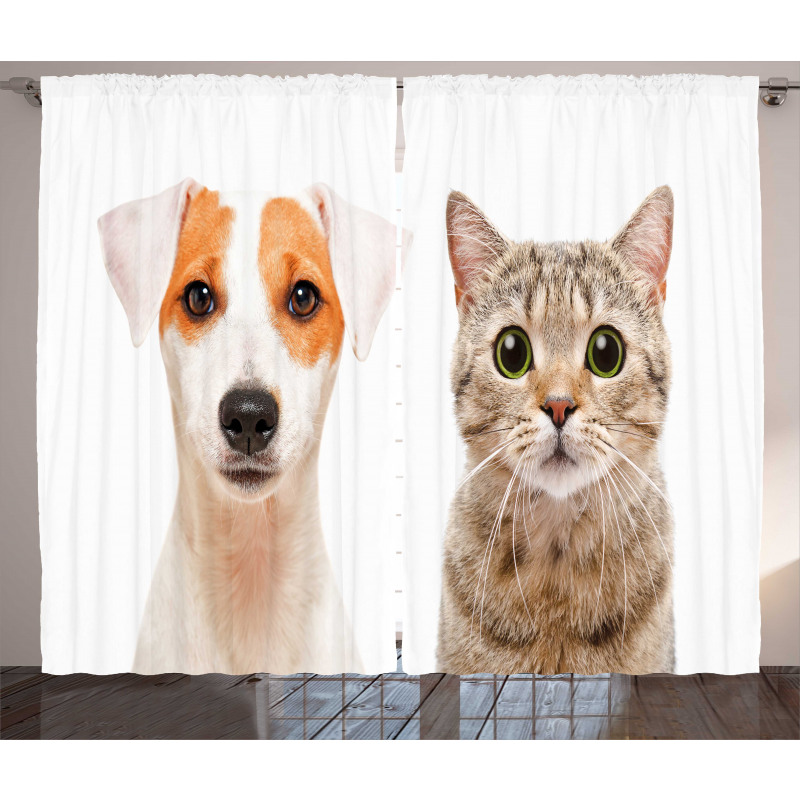 Portraits of Dog and Cat Curtain