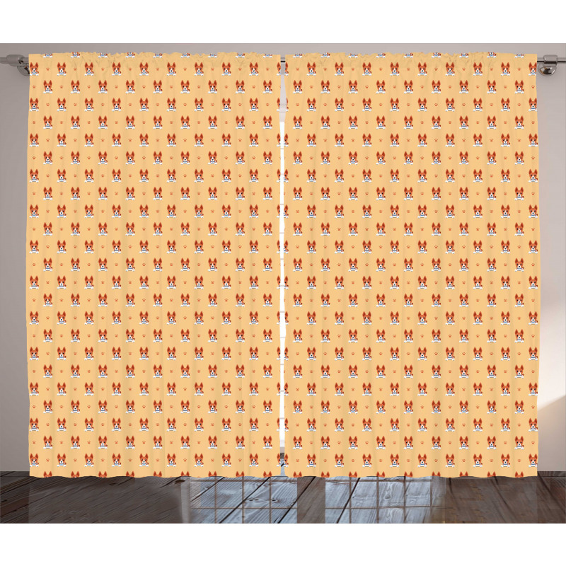 Basenji Dogs and Paws Pattern Curtain