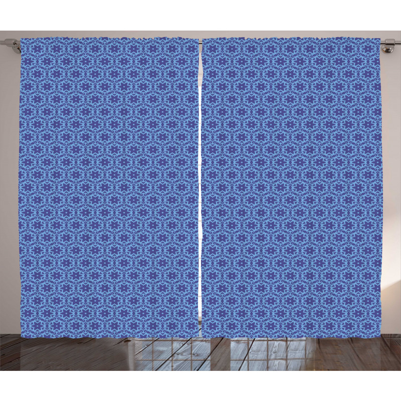 Geometric Items and Flowers Curtain