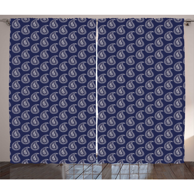 Oriental Floral Damask Art Curtain