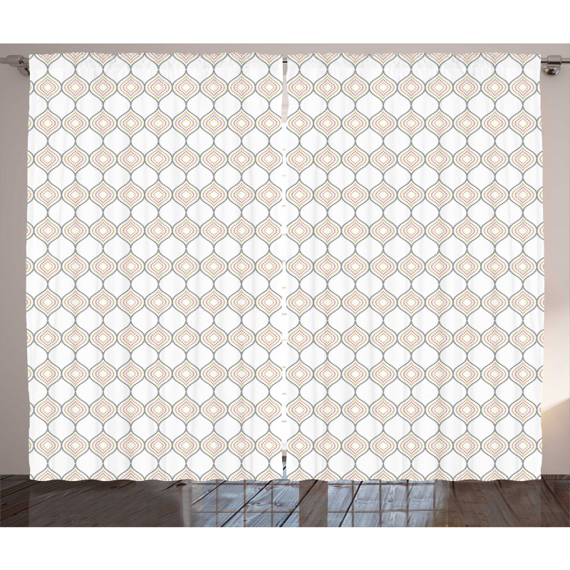 Ogee Shape with Vivid Dots Curtain
