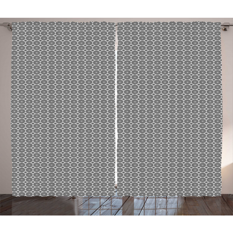 Greyscale Circular Motif Curtain