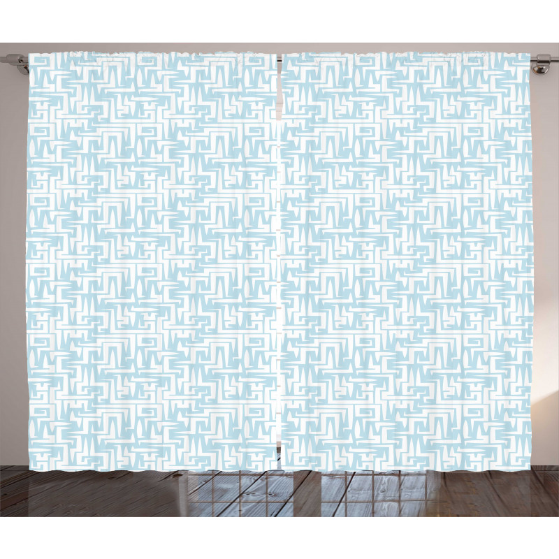 Abstract Maze Style Motif Curtain