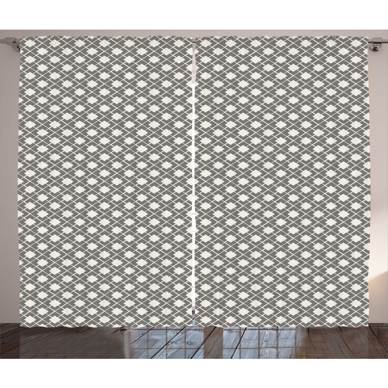 Lines Squares Lattice Art Curtain