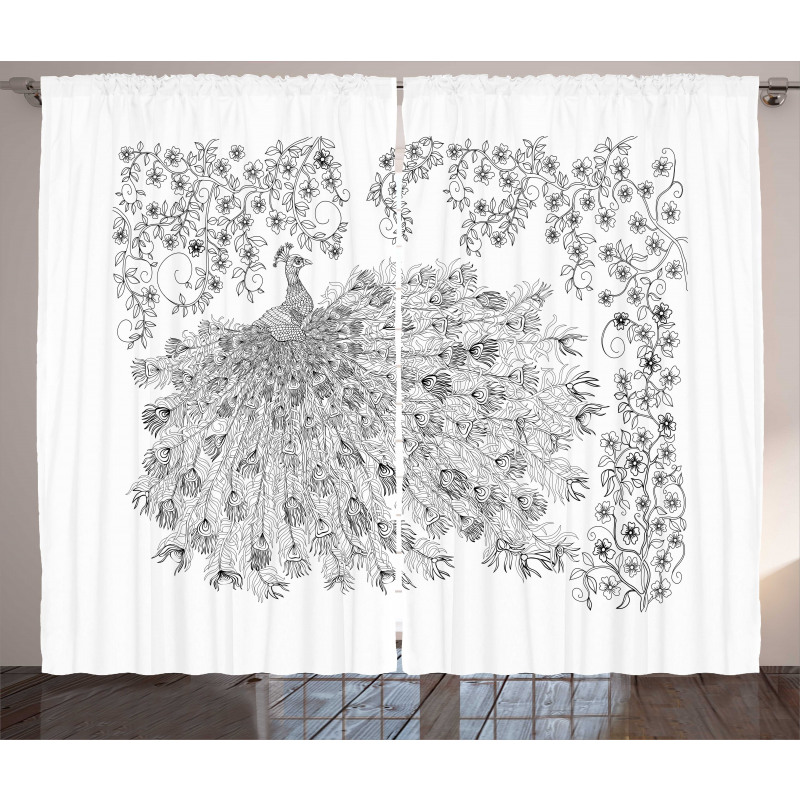 Blossoming Branch and Bird Curtain